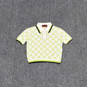 Áo Polo Gucci Jacquard GG Cropped Short Sleeve Knit