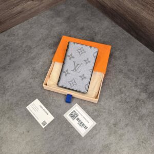 Ví Pocket Organizer Louis Vuitton Taiga Gunmetal Grey Silver Monogram