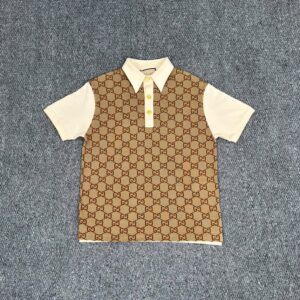 Áo Polo Gucci Jumbo GG Cotton Jacquard 'Beige Ebony'