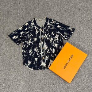 Áo Louis Vuitton Leaf Denim Baseball Shirt