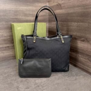 Túi Gucci Black GG Canvas Craft Tote